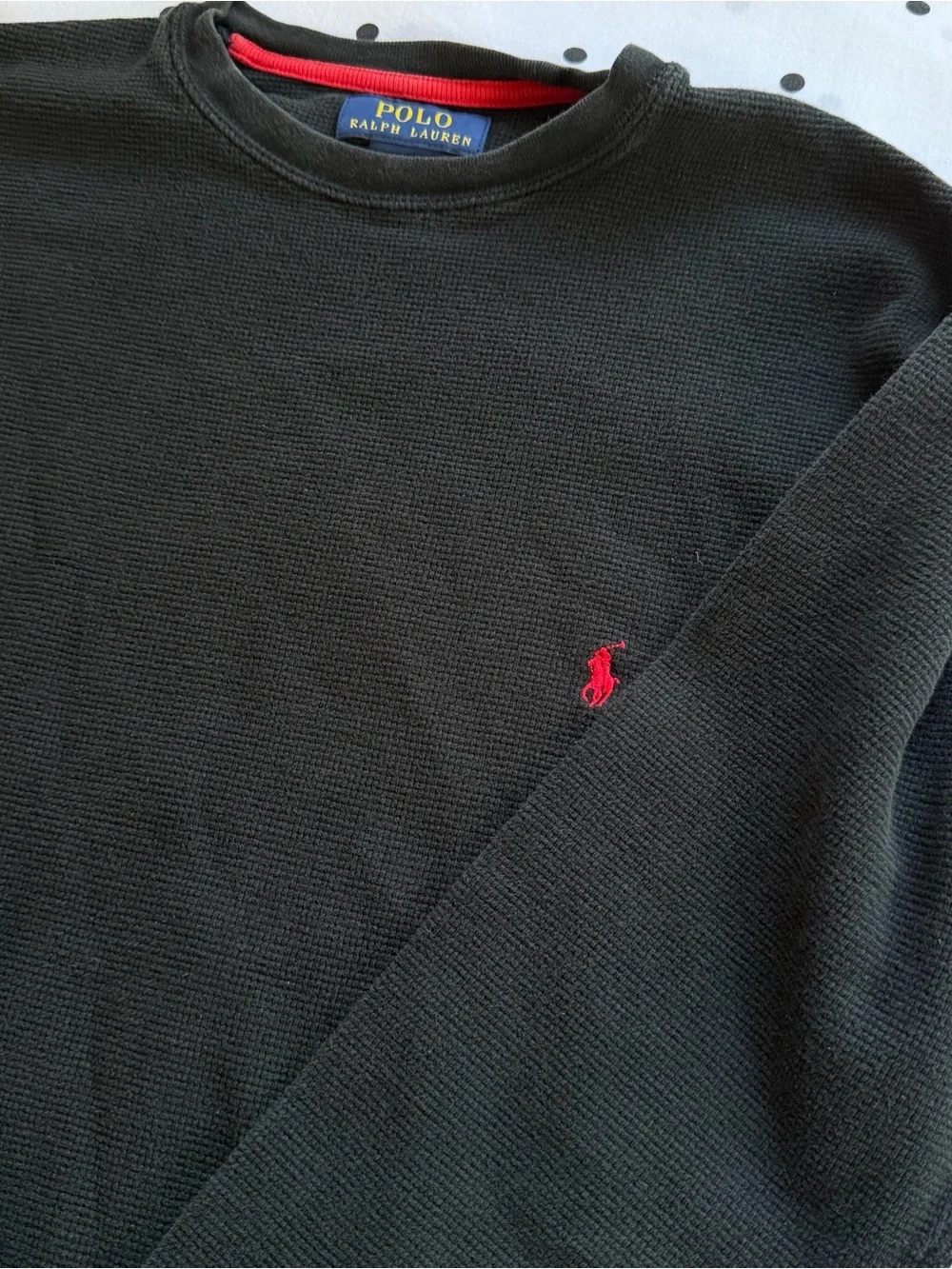 Polo by Ralph Lauren Black Crewneck Sweater with Red Pony